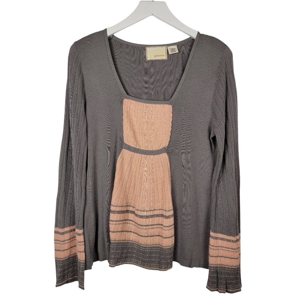 Anthropologie Guinevere Grey Pink Sweater - L